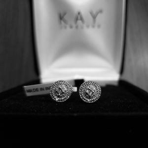 Diamond Circle Earrings Sterling Silver